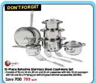 Makro 15-Piece Bekaline Stainless Steel Cookware Set offer