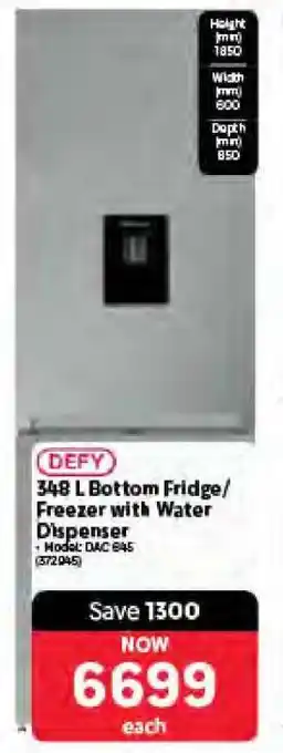 Makro DEFY 348 L Bottom Fridge/Freezer with Water Dispenser offer