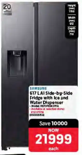 Makro Samsung 617 LAI Side-by-Side Fridge with Ice and Water Dispenser offer