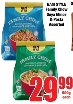 Boxer Superstores NAM STYLE Family Chow Soya Mince & Pasta Assorted offer