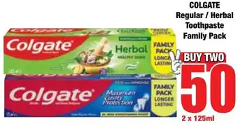 Boxer Superstores COLGATE Regular/ Herbal Toothpaste Family Pack offer