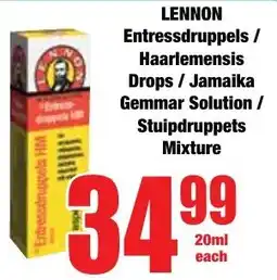 Boxer Superstores LENNON Entressdruppels/ Haarlemensis Drops/ Jamaika Gemmar Solution/ Stuipdruppets Mixture offer