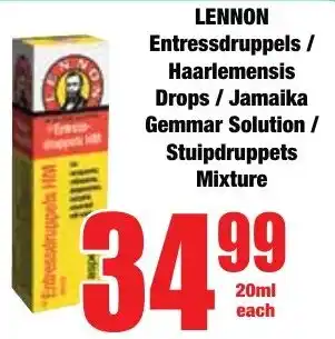 Boxer Superstores LENNON Entressdruppels/ Haarlemensis Drops/ Jamaika Gemmar Solution/ Stuipdruppets Mixture offer