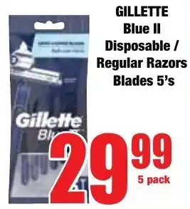 Boxer Superstores GILLETTE Blue II Disposable/ Regular Razors Blades offer