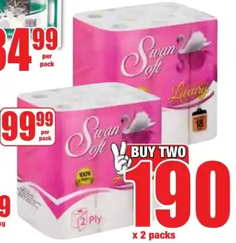 Boxer Superstores SWAN SOFT 2 Ply 350 Sheets Toilet Tissue Rolls offer