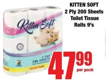 Boxer Superstores KITTEN SOFT 2 Ply 200 Sheets Toilet Tissue Rolls offer