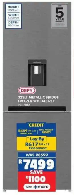 Defy metallic fridge freezer wd