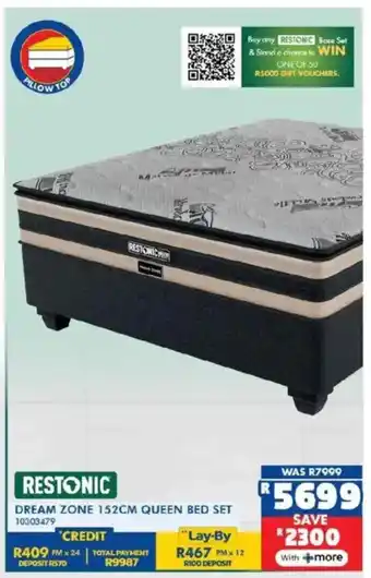 Russells Restonic dream zone 152cm queen bed set offer