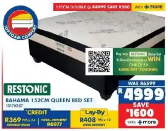 Russells Restonic bahama 152cm queen bed set offer