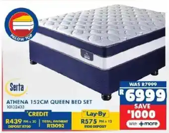 Russells Serta athena 152cm queen bed set offer