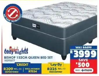 Russells Cozy nights bishop 152cm queen bed set offer