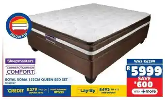 Russells Sleepmasters royal roma 152cm queen bed set offer