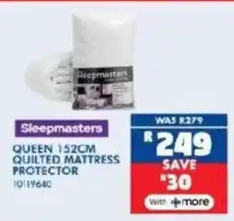 Russells Sleepmasters queen 152cm quilted mattress protector offer