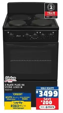 Russells Univa 3 plate plug in stove offer