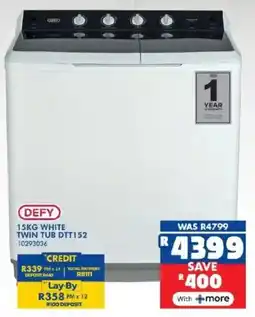 Russells Defy white twin tub offer