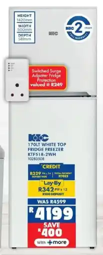 Russells KIC white top fridge freezer offer