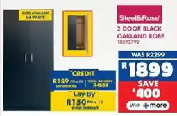 Russells Steel&Rose 2 door black oakland robe offer