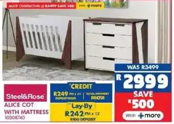 Russells Steel&Rose alice cot with mattress offer