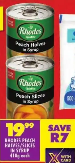 Shoprite Rhodes peach halves/ slices in syrup offer