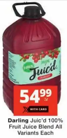 Checkers Darling Juic'd 100% Fruit Juice Blend All Variants offer
