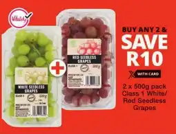 Checkers Class 1 White/ Red Seedless Grapes offer
