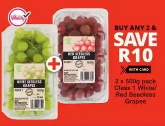 Checkers Class 1 White/ Red Seedless Grapes offer