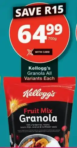 Checkers Kellogg's Granola All Variants offer