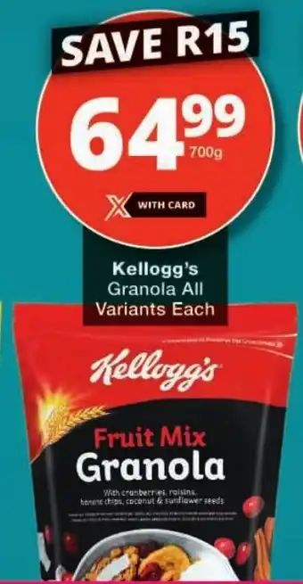 Checkers Kellogg's Granola All Variants offer