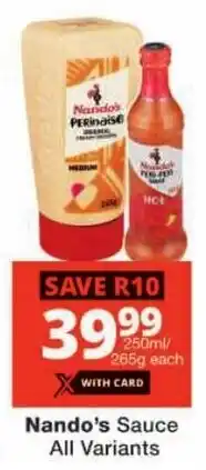 Checkers Nando's Sauce All Variants offer