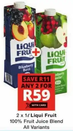 Checkers Liqui Fruit 100% Fruit Juice Blend All Variants offer