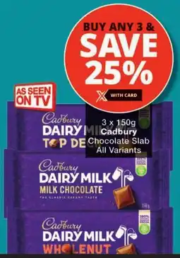 Checkers Cadbury Chocolate Slab All Variants offer