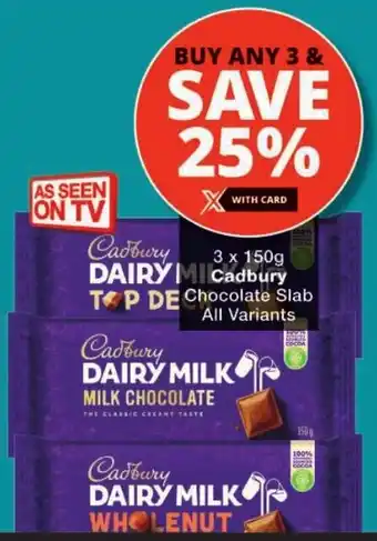 Checkers Cadbury Chocolate Slab All Variants offer
