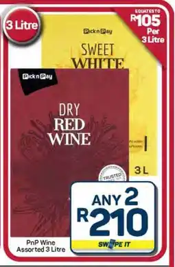 Pick n Pay Hypermarket PnP Wine Assorted 3 Litre offer