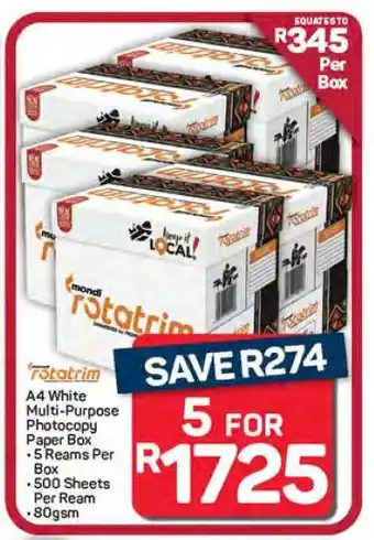 Pick n Pay Hypermarket Rotatrim A4 White Multi-Purpose Photocopy Paper Box offer