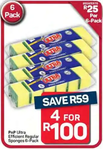 Pick n Pay Hypermarket PnP Ultra Efficient Regular Sponges 6-Pack offer