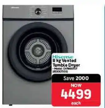 Makro Hisense 8 kg Vented Tumble Dryer offer