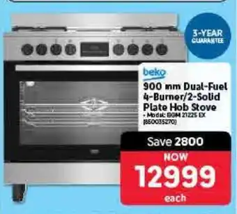 Makro Beko 900 mm Dual-Fuel 4-Burner/2-Solid Plate Hob Stove offer