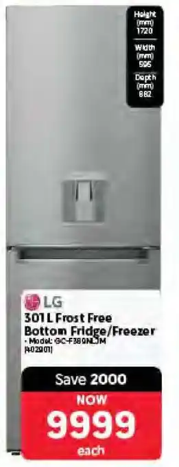Makro LG 301L Frost Free Bottom Fridge/Freezer offer