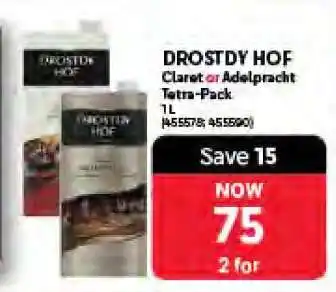Makro DROSTDY HOF Claret or Adelpracht Tetra-Pack offer