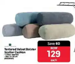 Makro Textured Velvet Bolster Scatter Cushion offer