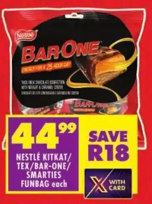 Shoprite Nestlé kitkat/ tex/ bar-one/ smarties funbag offer