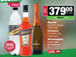 Spar Tops Aperol, Cinzano, Schweppes Combo offer