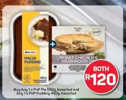 Pick n Pay PnP Pie 550g Assorted and PnP Pudding 450g Assorted offer