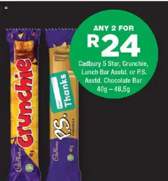 OK urban Cadbury 5 Star, Crunchie, Lunch Bar Asstd. or P.S. Asstd. Chocolate Bar offer