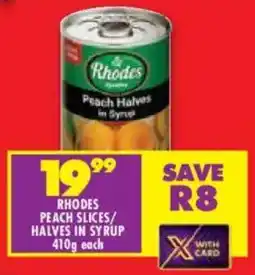 Shoprite Rhodes peach slices/ halves in syrup offer