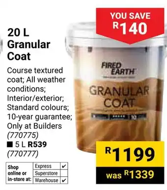 Builders Warehouse Fired Earth Granular Coat offer