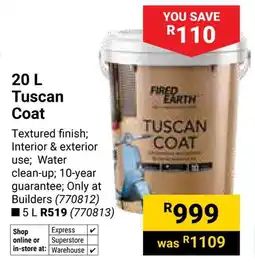 Builders Warehouse Fired Earth Tuscan Coat offer