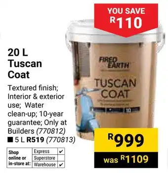 Builders Warehouse Fired Earth Tuscan Coat offer