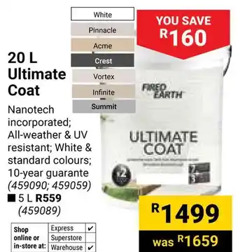 Builders Warehouse Fired Earth Ultimate Coat offer