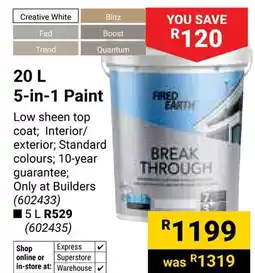Builders Warehouse Fired Earth 5-in-1 Paint offer